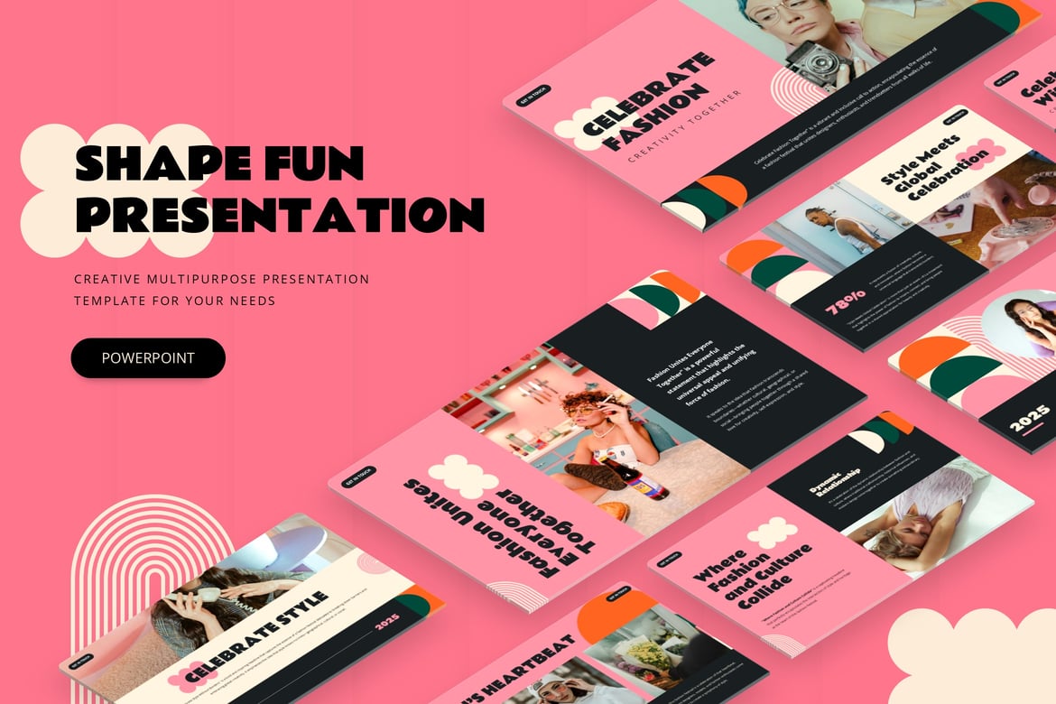 Template Presentasi PowerPoint Shape Fun - Variasi Warna Menarik