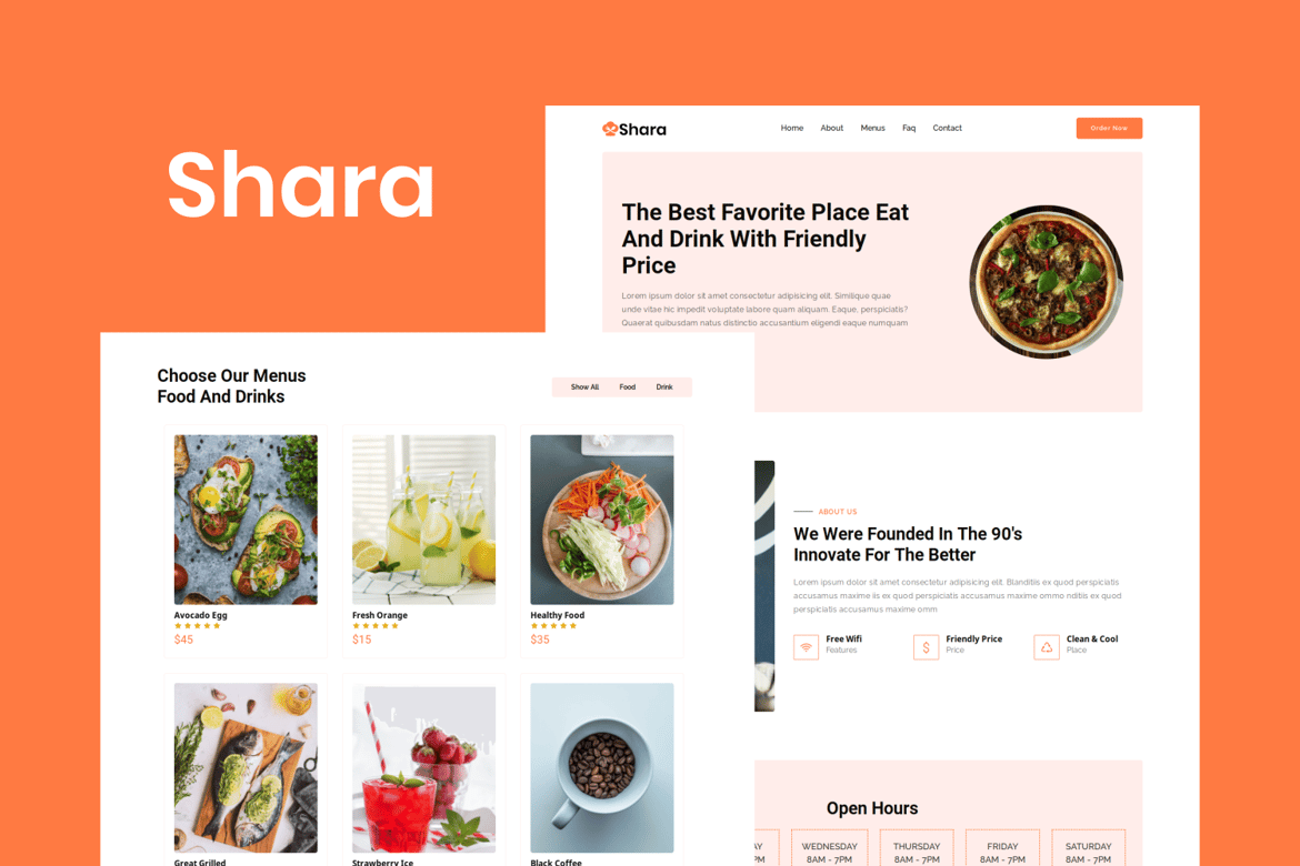 Shara - Template Website Landing Page Makanan & Minuman yang Menarik