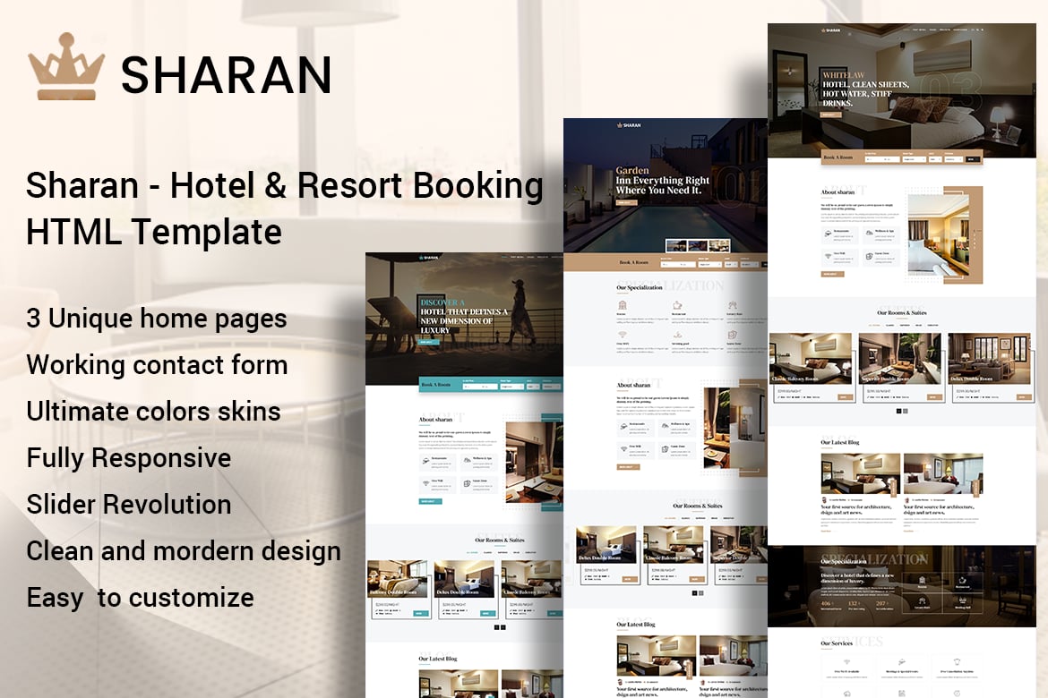 Sharan - Template Website Pemesanan Hotel & Resort yang Menawan