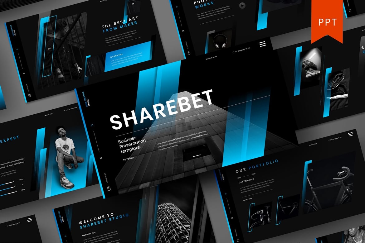 Template PowerPoint Bisnis Sharebet – Solusi Presentasi Profesional