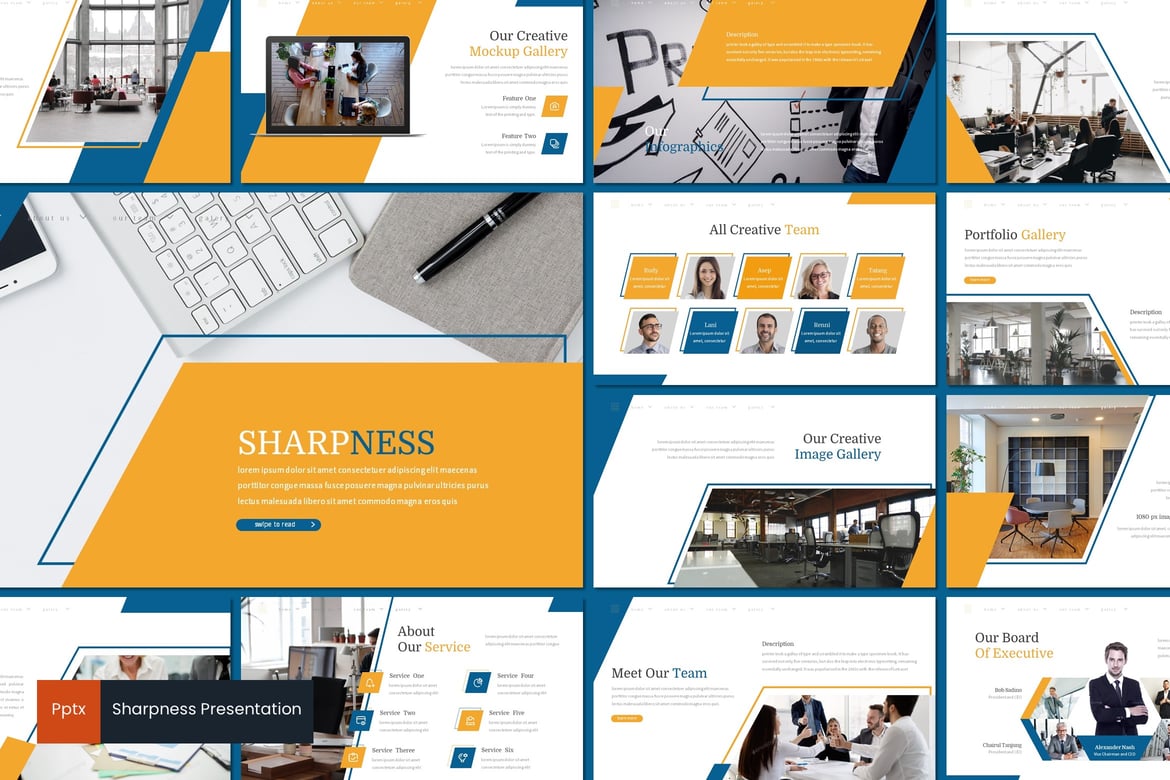 Template PowerPoint Sharpness - Presentasi Minimalis dan Kreatif