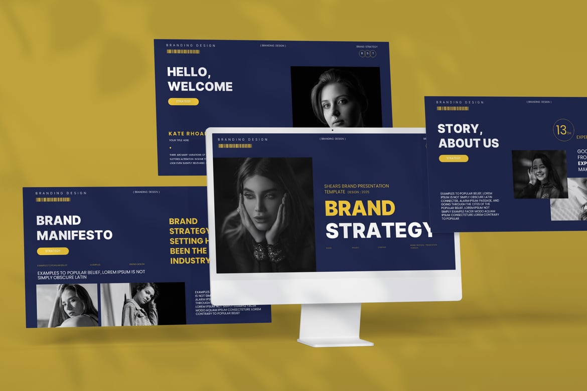 Template PowerPoint Strategi Merek - Shears yang Minimalis