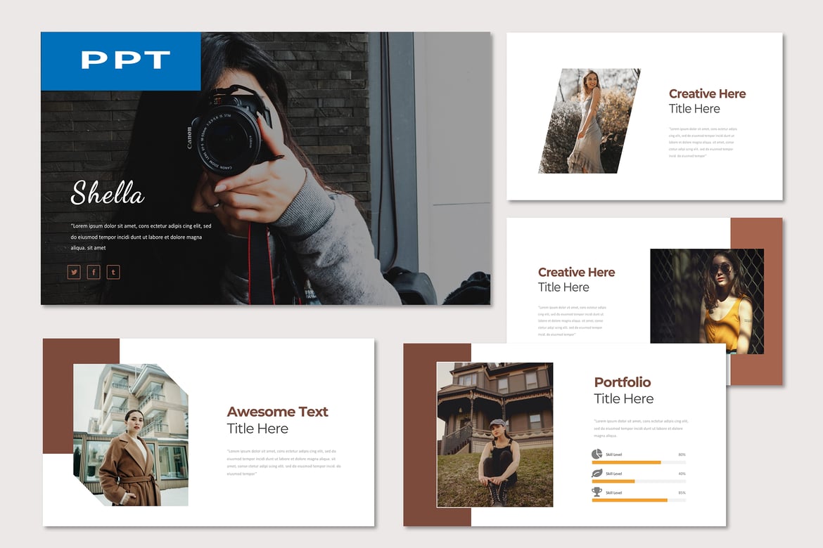 Template Presentasi PowerPoint Shella Fashion yang Stylish dan Fungsional