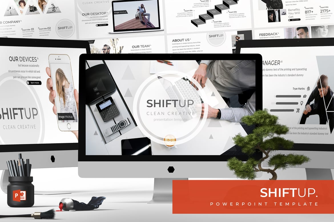 Template PowerPoint Shift Up - Solusi Presentasi Kreatif Anda