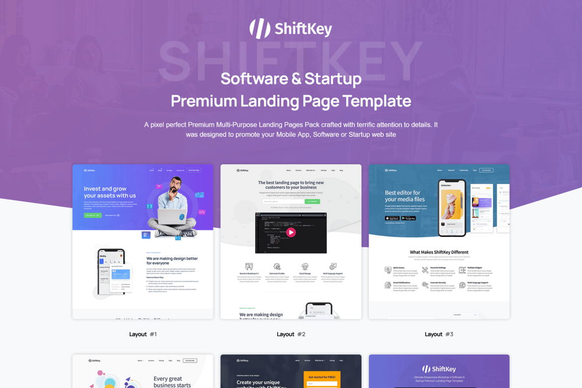 Shiftkey - Template Website Halaman Landing Aplikasi NextJS Premium