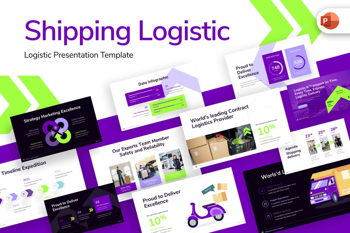 Template PowerPoint Logistik Pengiriman yang Menarik