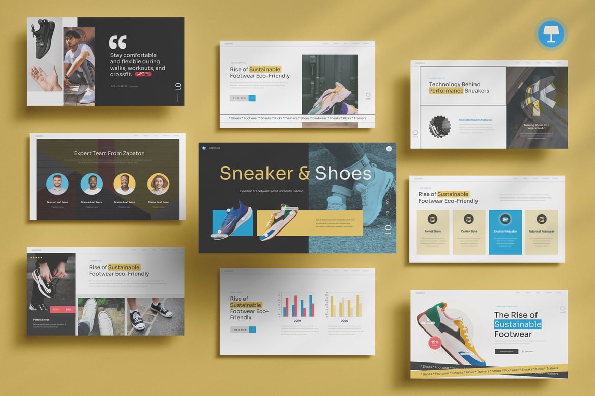 Template Presentasi PowerPoint Sepatu & Sneakers yang Menarik