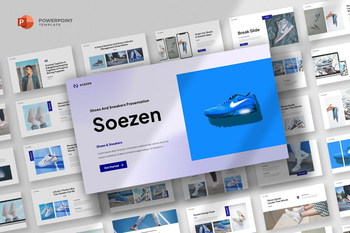 Template Powerpoint Sepatu & Sneakers Modern dan Minimalis