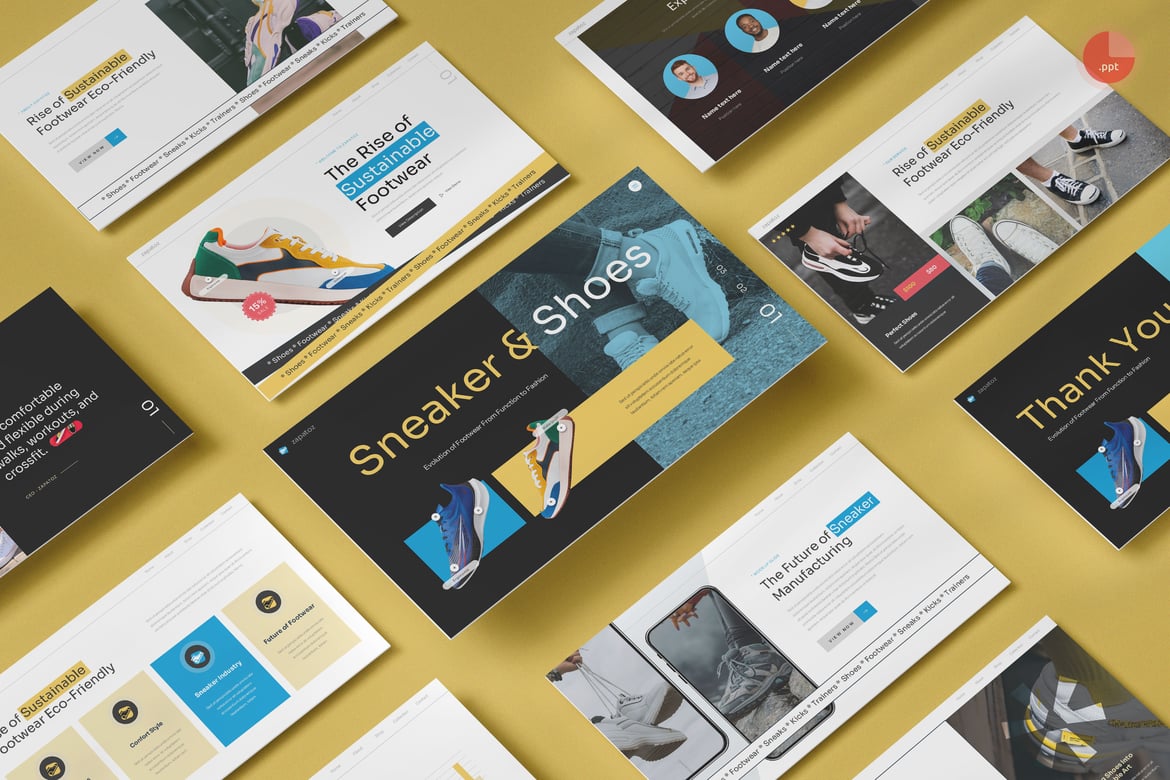Template Presentasi PowerPoint Sepatu & Sneakers yang Menarik