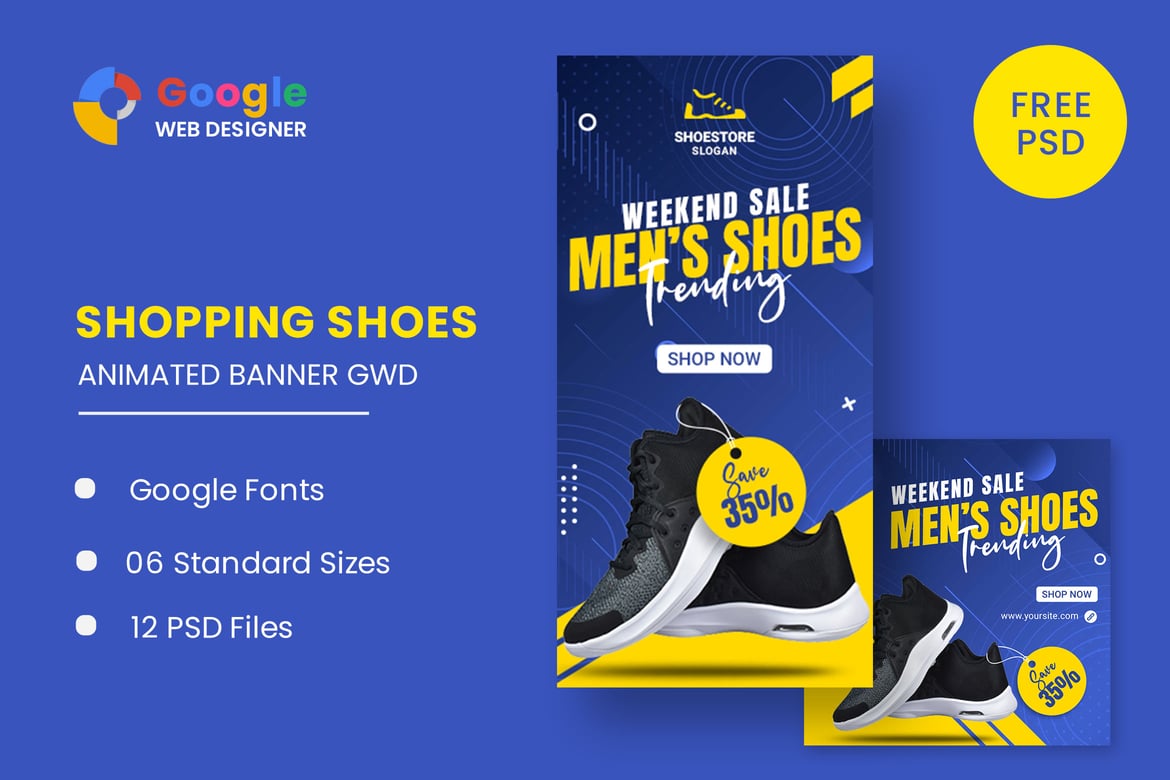 Template Website Iklan Banner Fashion Sepatu HTML5 yang Menarik