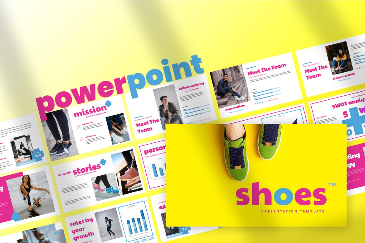 Template Presentasi Powerpoint Sepatu yang Modern dan Stylish