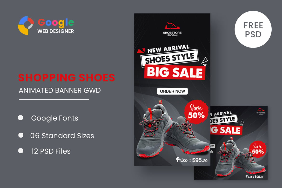 Template Banner HTML5 untuk Iklan Sepatu yang Menarik