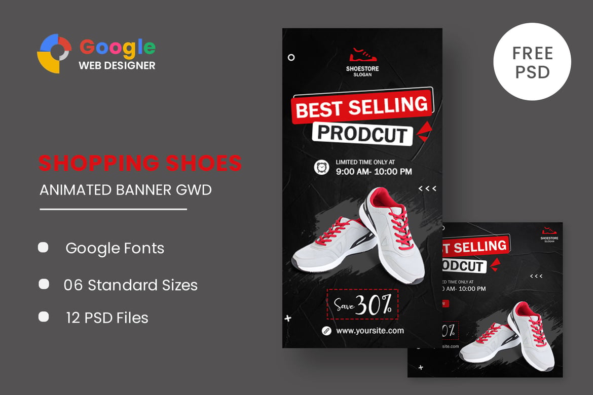 Template Iklan Banner HTML5 untuk Promo Sepatu yang Menarik