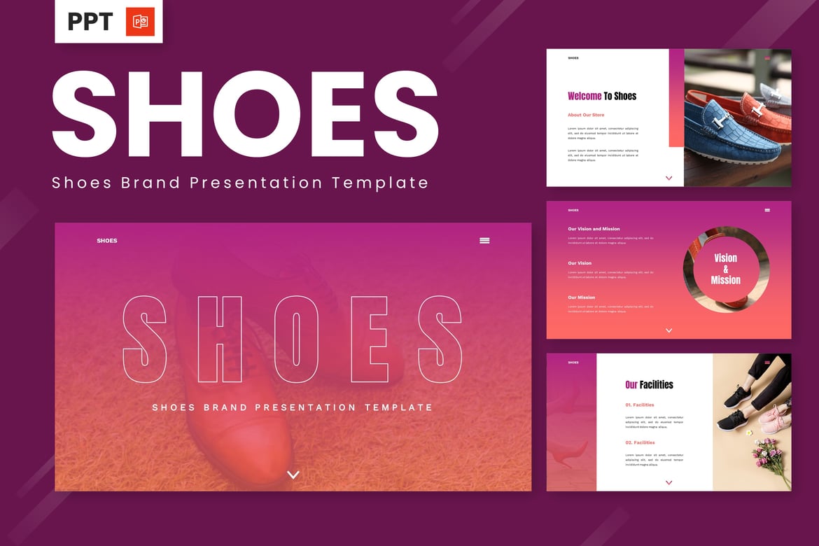 Template Presentasi Powerpoint Sepatu - Desain Modern dan Stylish