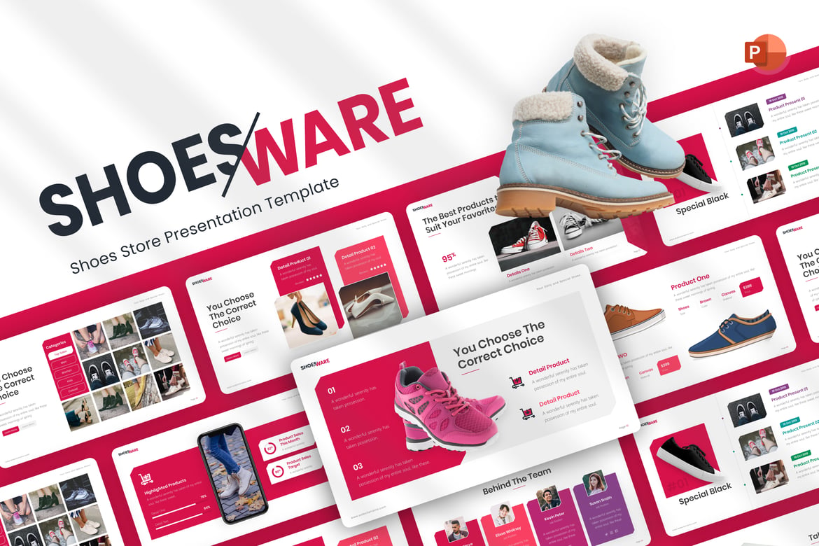 Template PowerPoint E-Commerce Sepatu yang Menarik