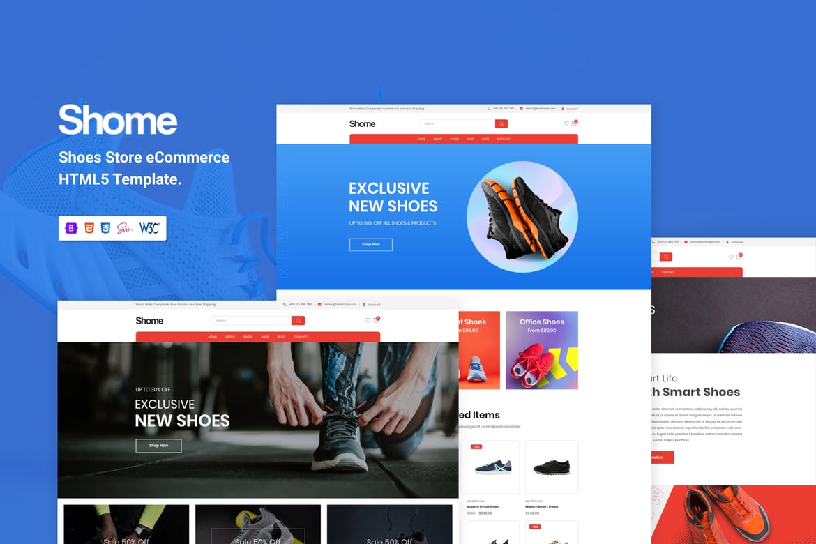 Shome - Template Website eCommerce Sepatu yang Menarik dan Responsif