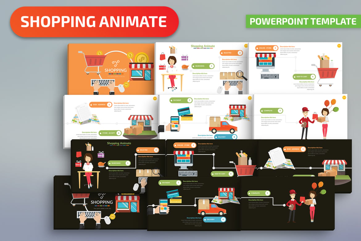 Template PowerPoint Belanja Modern dan Menarik