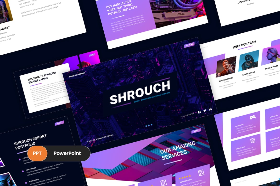 Shrouch - Template PowerPoint Esport Gaming Menarik dan Profesional