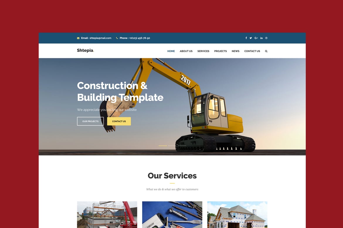 Template Web Shtepia - Solusi Modern untuk Konstruksi dan Bangunan