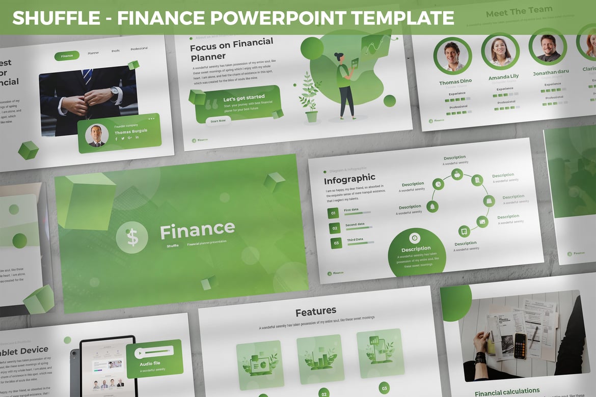 Template PowerPoint Shuffle - Solusi Presentasi Keuangan Modern