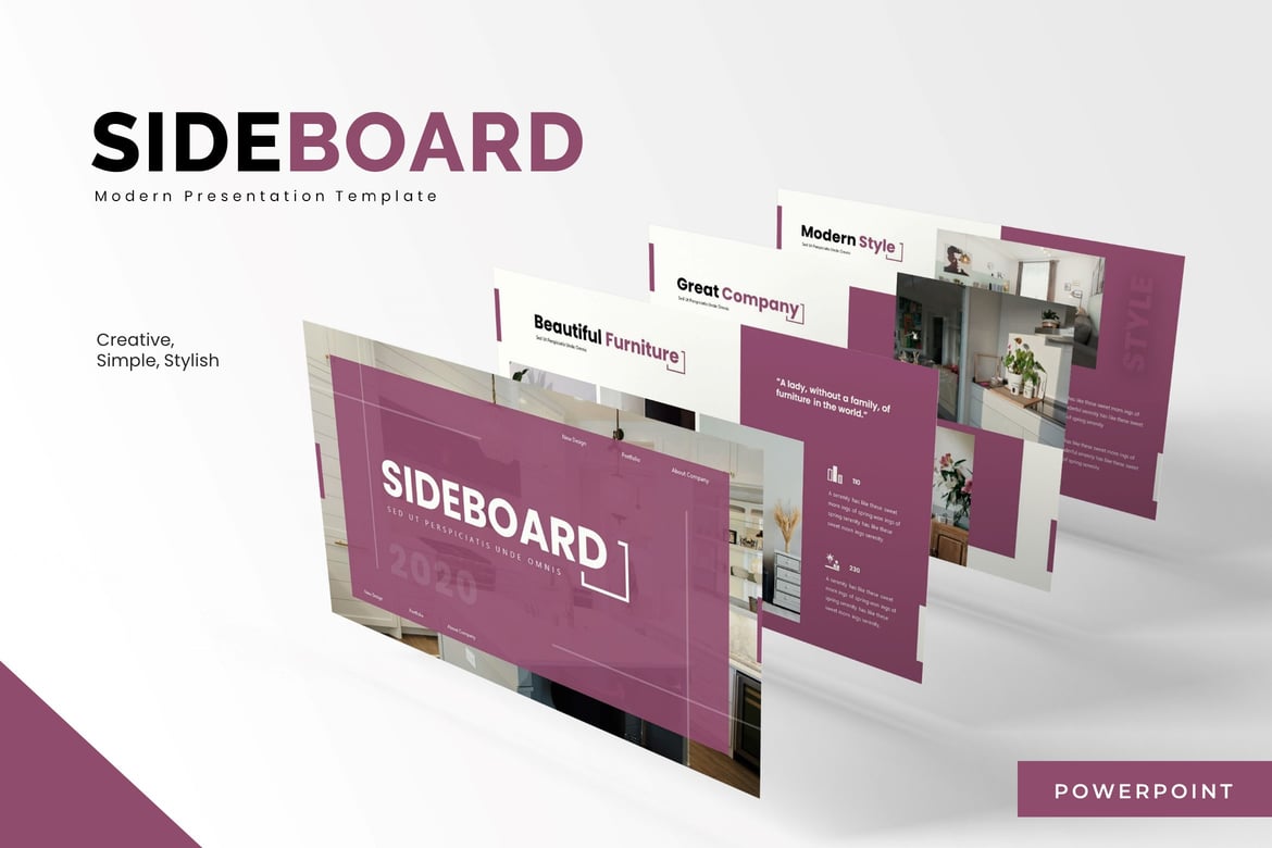 Template Presentasi Powerpoint Sideboard yang Menarik