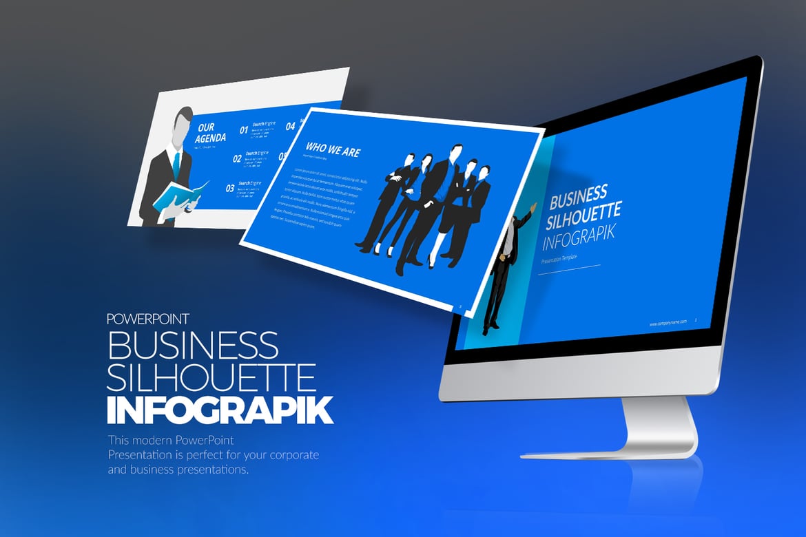 Template Presentasi PowerPoint Infografik Siluet yang Menarik