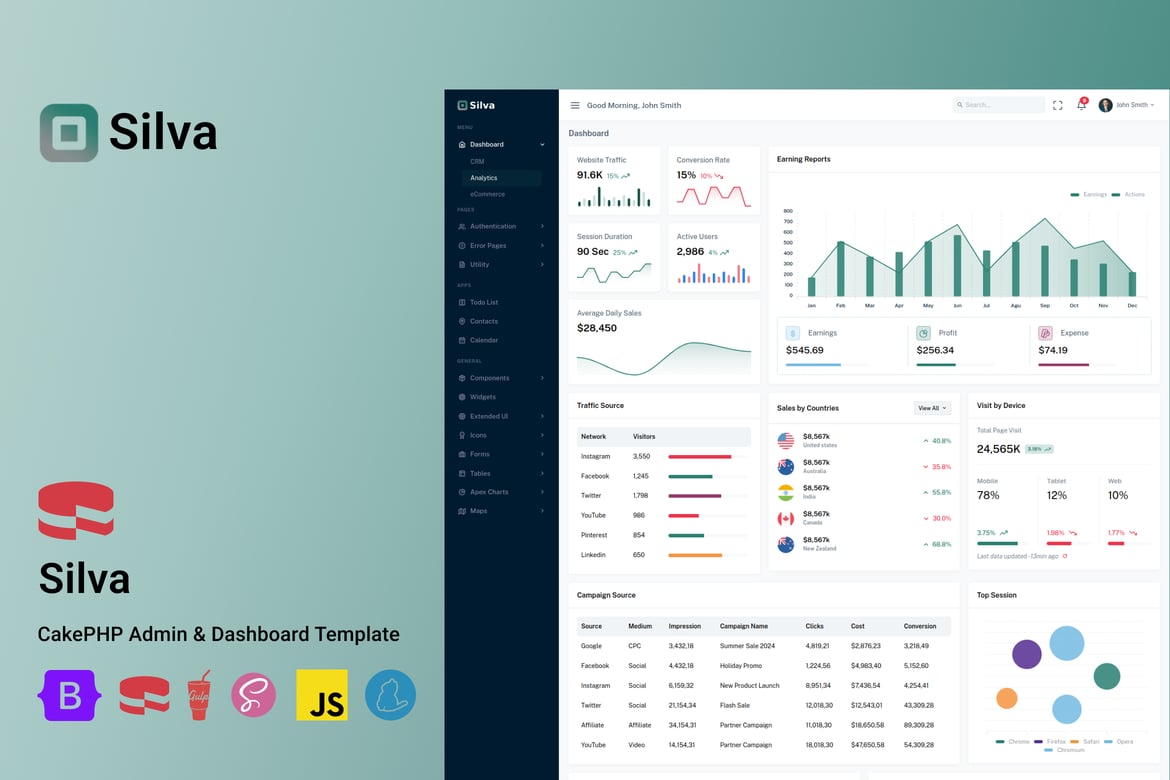 Silva - Template Admin Dashboard CakePHP yang Responsif dan Modern