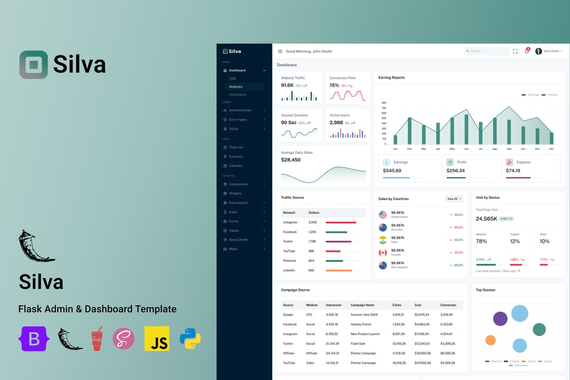 Silva - Template Website Admin & Dashboard yang Responsif