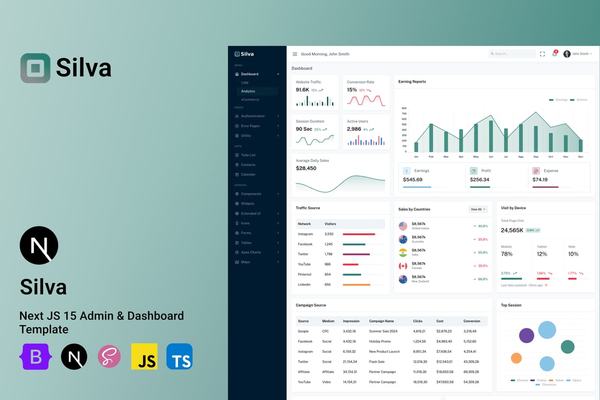 Silva - Template Admin & Dashboard Next JS 15 yang Responsif dan Modern
