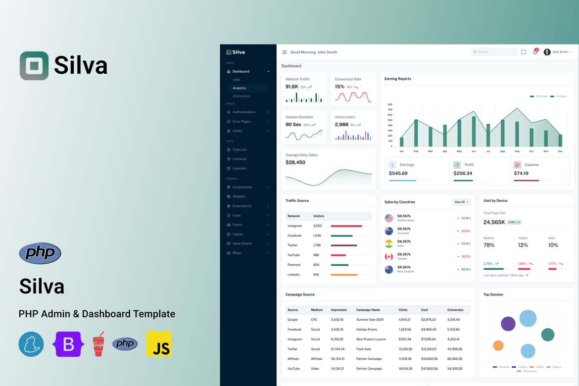 Silva - Template Admin & Dashboard PHP Modern dan Responsif
