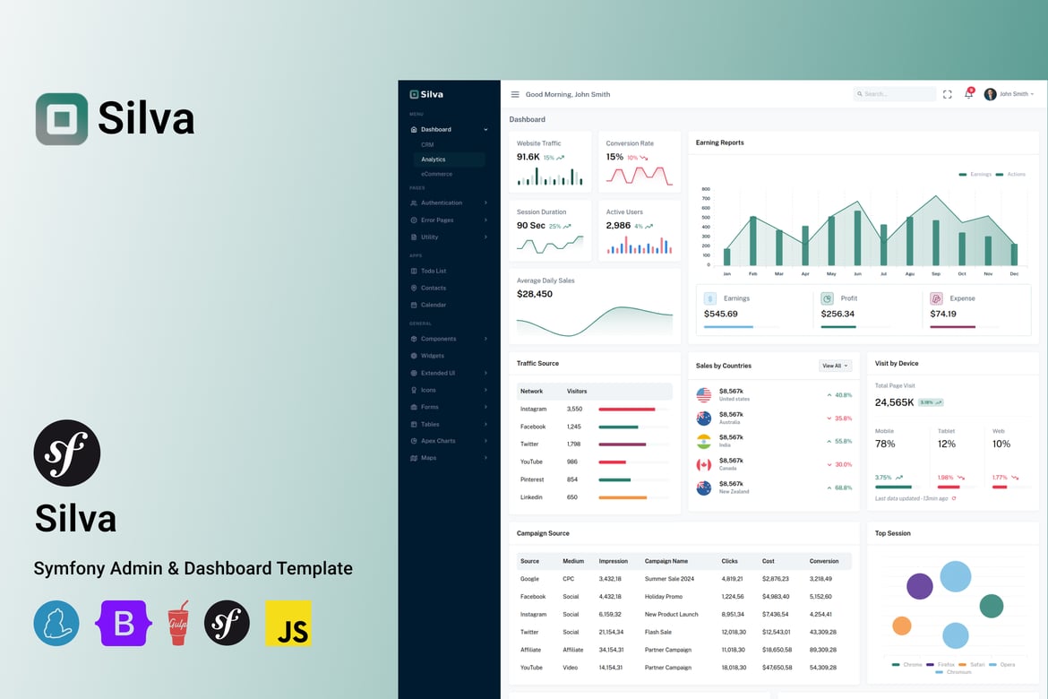 Silva - Template Dashboard Admin Symfony Modern dan Fleksibel