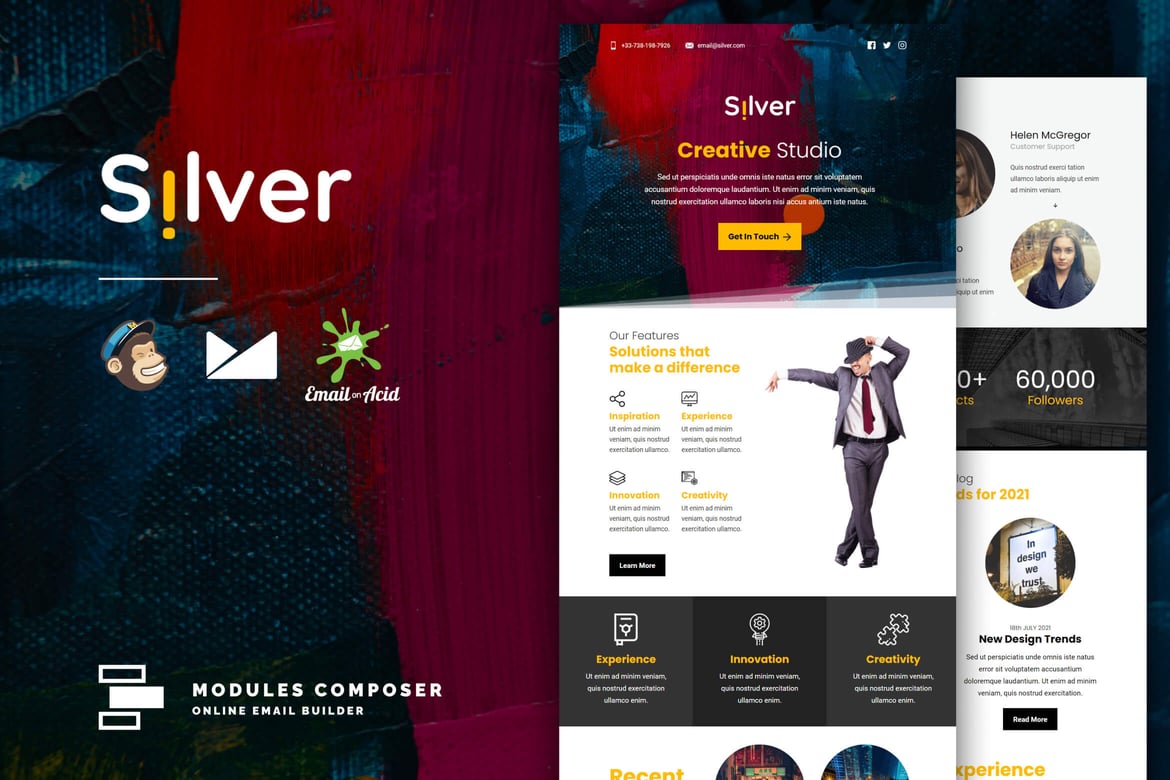 Template Email Responsif Silver untuk Agensi dan Startup