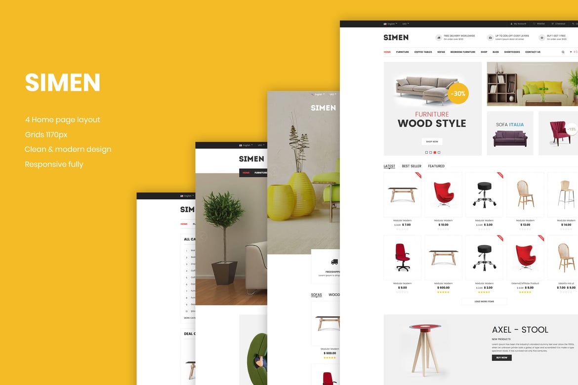 Simen - Template Website eCommerce Bootstrap yang Responsif dan Menarik