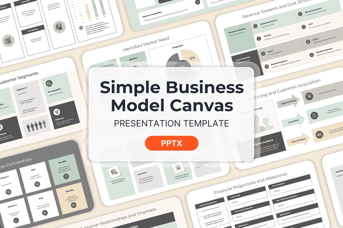 Template Powerpoint Model Bisnis Sederhana yang Menarik