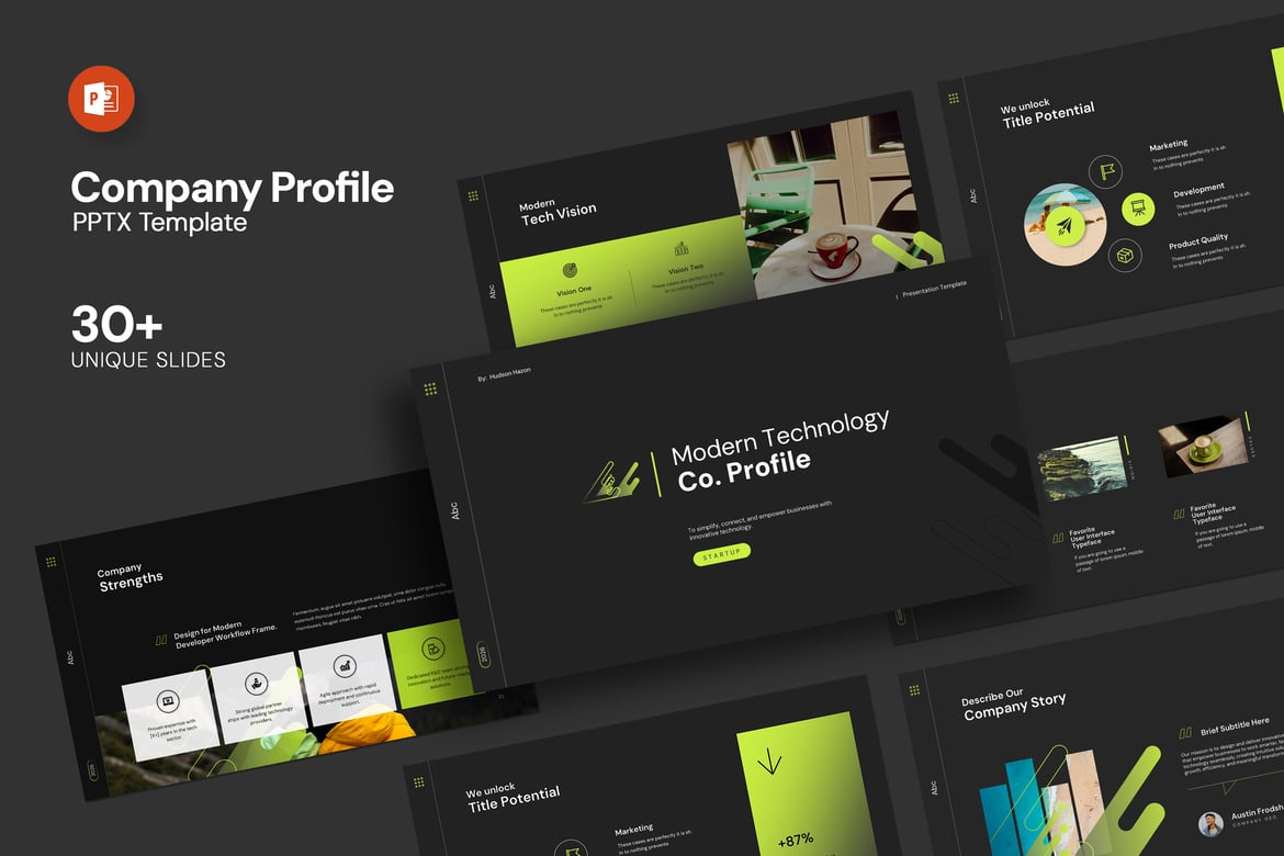 Template PowerPoint Profil Perusahaan yang Sederhana dan Profesional