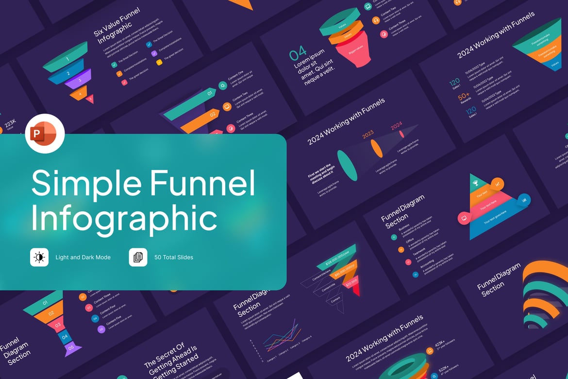 Template PowerPoint Infografis Funnel Sederhana yang Menarik