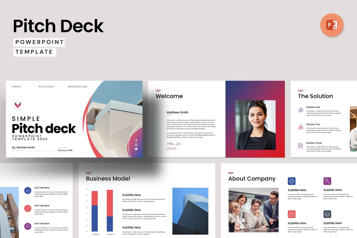 Template Presentasi Pitch Deck PowerPoint yang Sederhana dan Elegan
