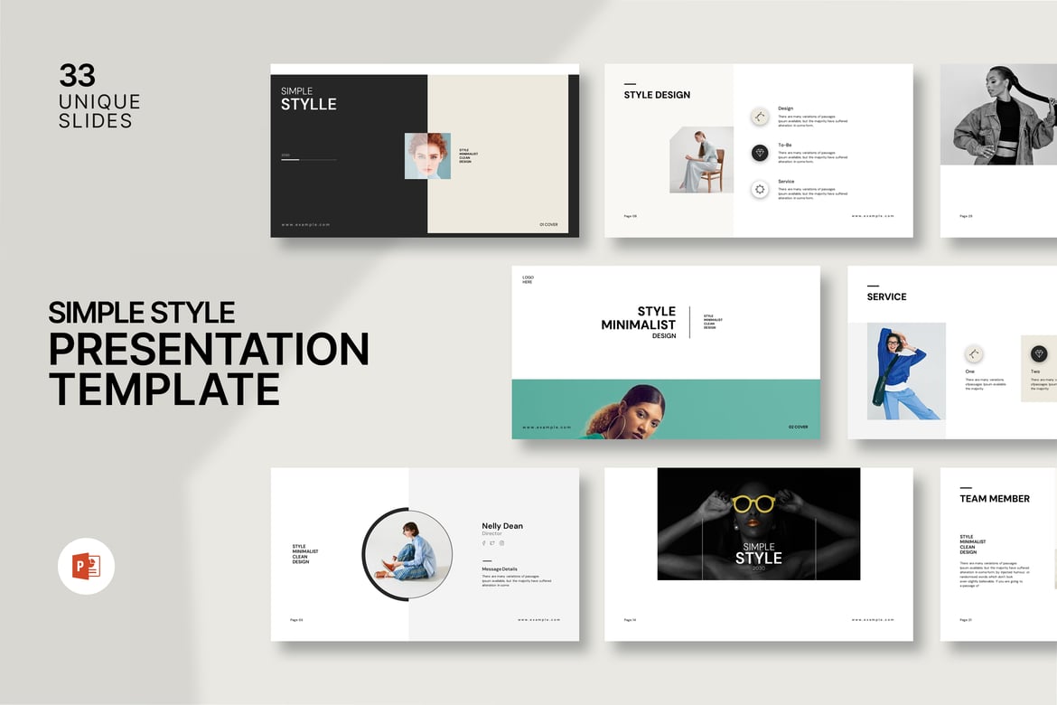 Template PowerPoint Gaya Sederhana yang Elegan