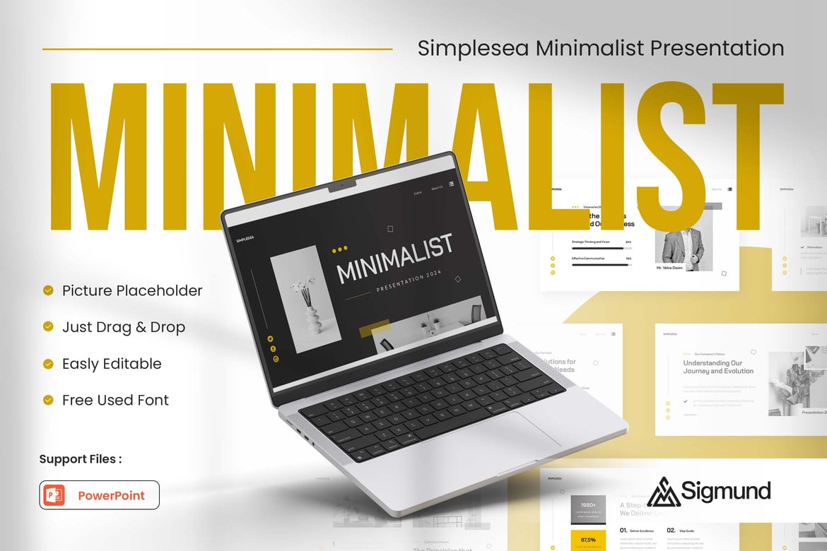 Template Presentasi PowerPoint Minimalis Simplesea yang Elegan