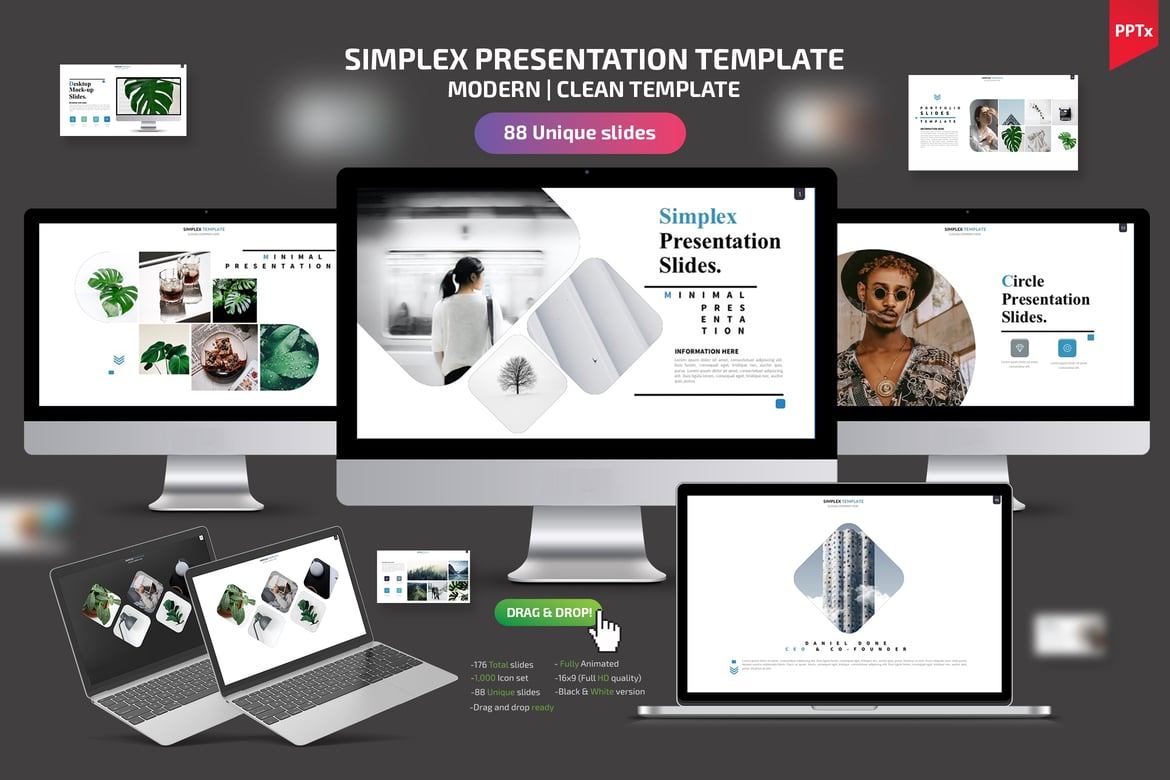 Template Presentasi PowerPoint Simplex yang Menarik