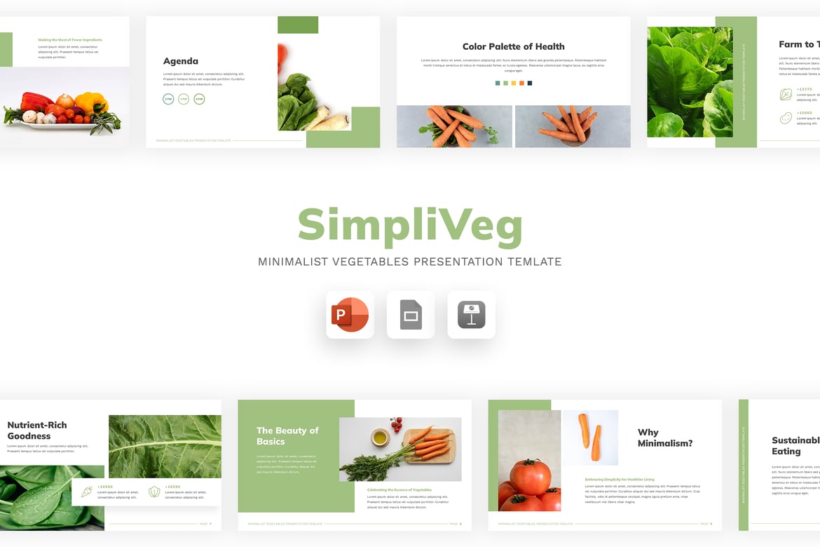 Template Presentasi PowerPoint SimpliVeg yang Kreatif dan Elegan