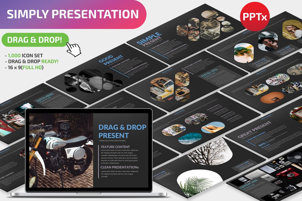 Template Presentasi PowerPoint Gelap yang Sederhana dan Menarik