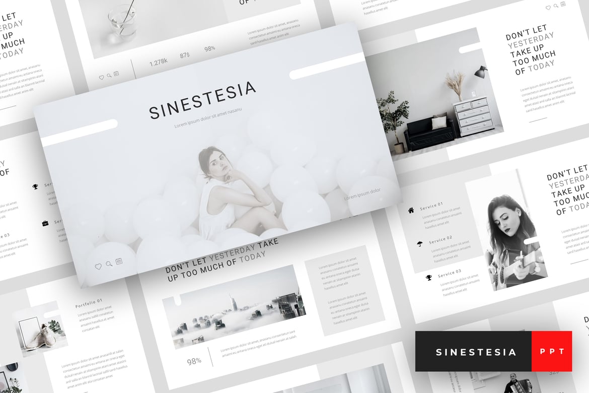 Template Presentasi PowerPoint Sinestesia - Desain Majalah Modern dan Elegan