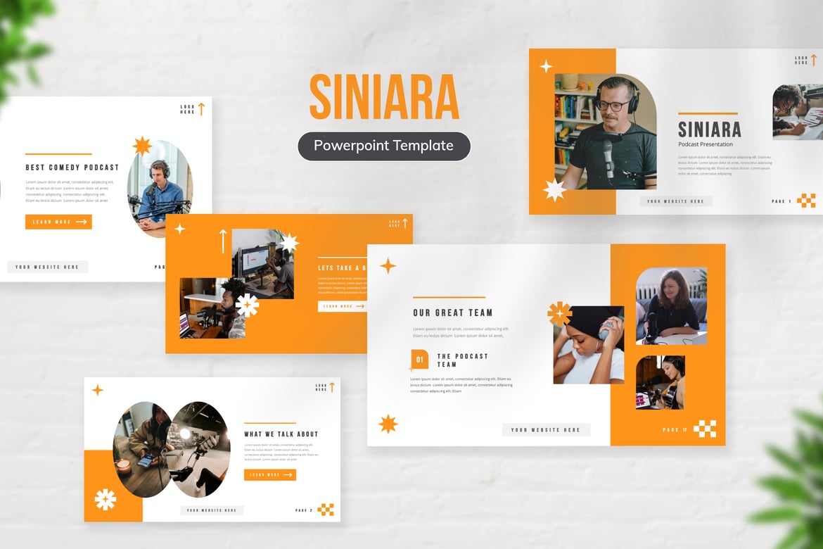 Template PowerPoint Siniara untuk Podcast yang Modern dan Kreatif