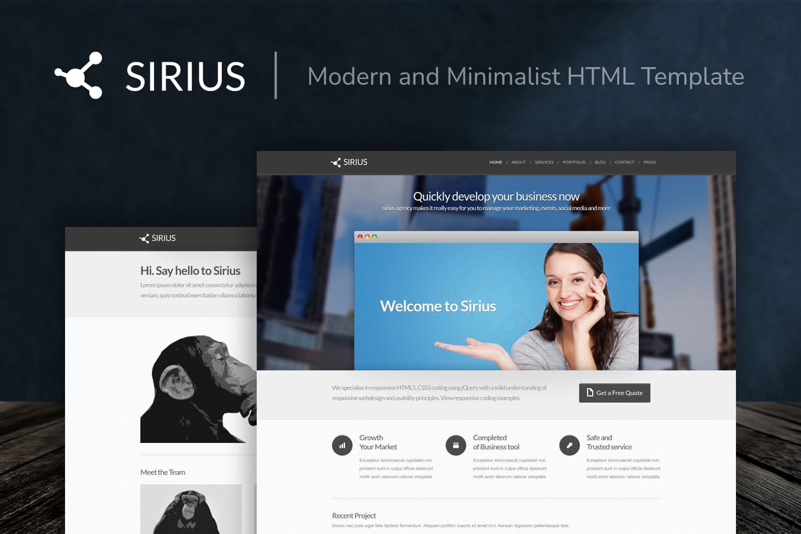Sirius - Template Website HTML Modern dan Minimalis