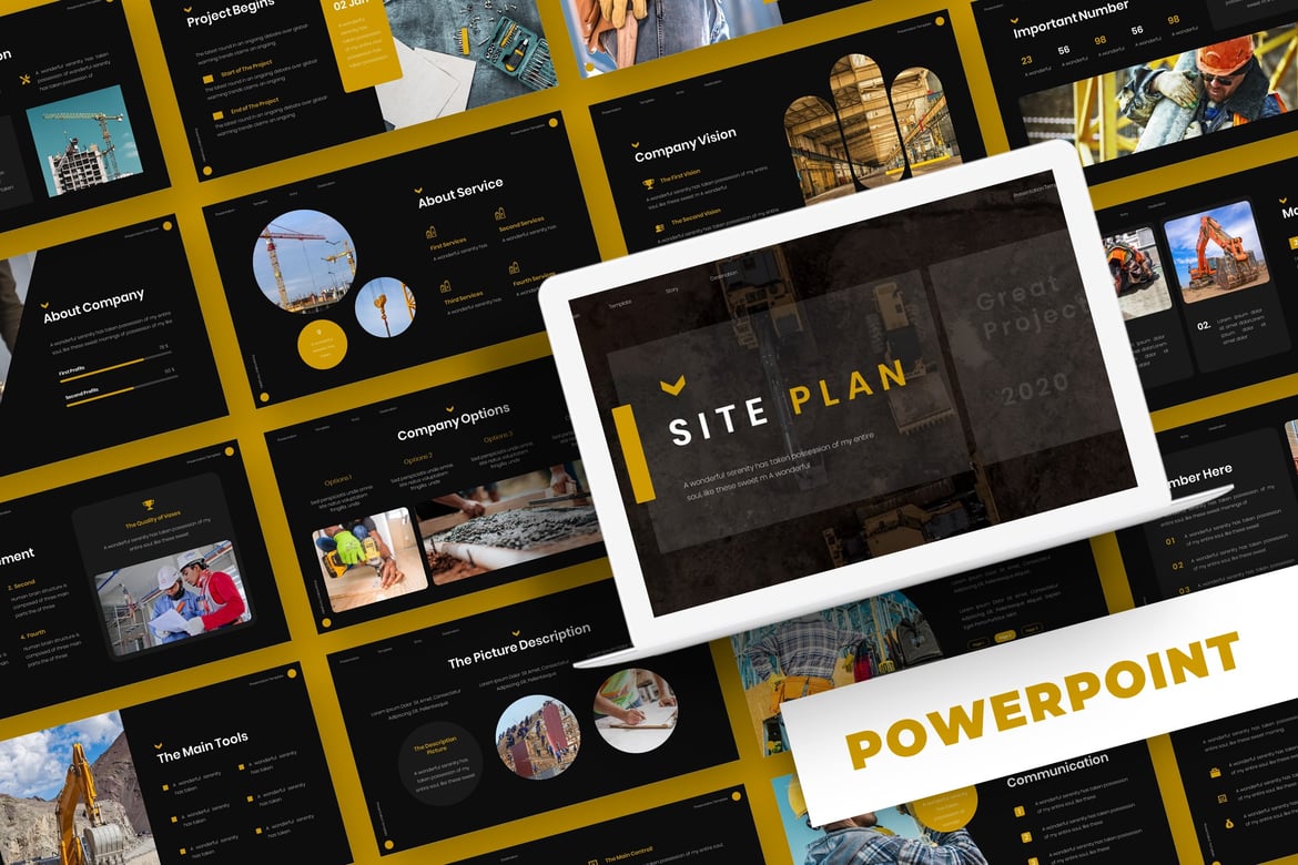 Template Presentasi PowerPoint Site Plan - Versi Warna Menarik