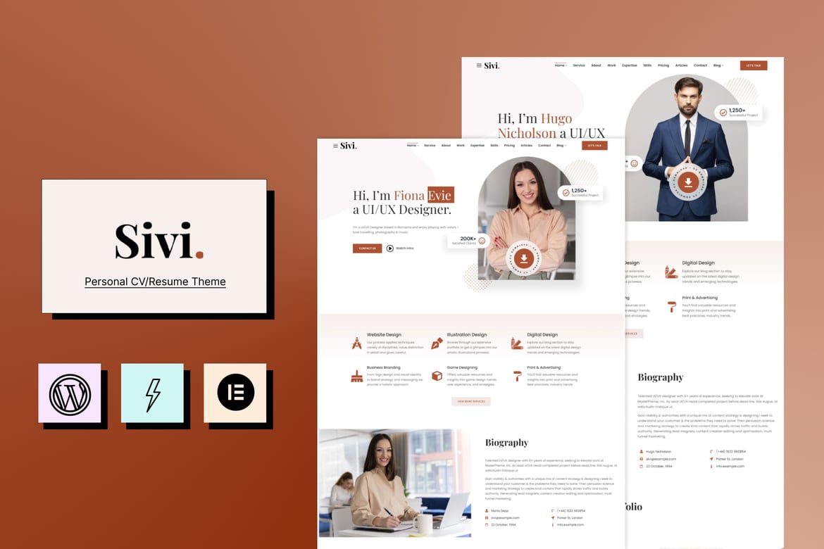 Sivi - Tema WordPress CV/Resume Pribadi yang Menarik