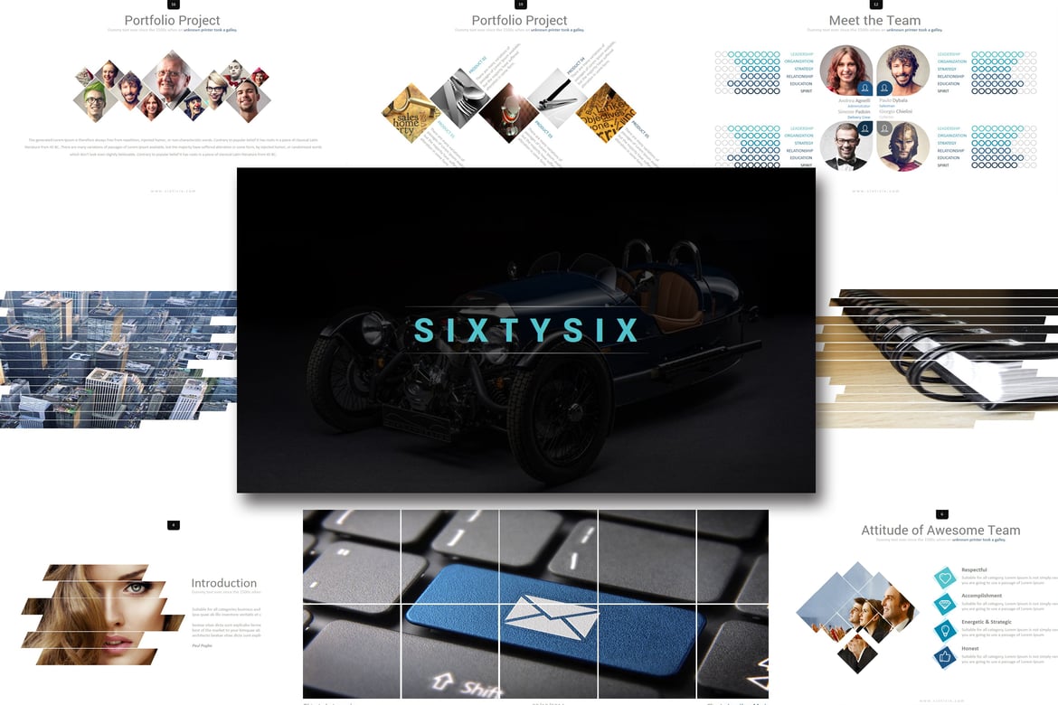 Template Presentasi PowerPoint Sixty Six yang Menarik dan Serbaguna