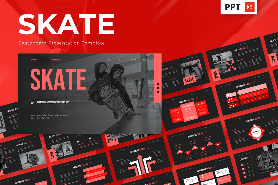 Template Presentasi Skateboard yang Keren dan Dinamis