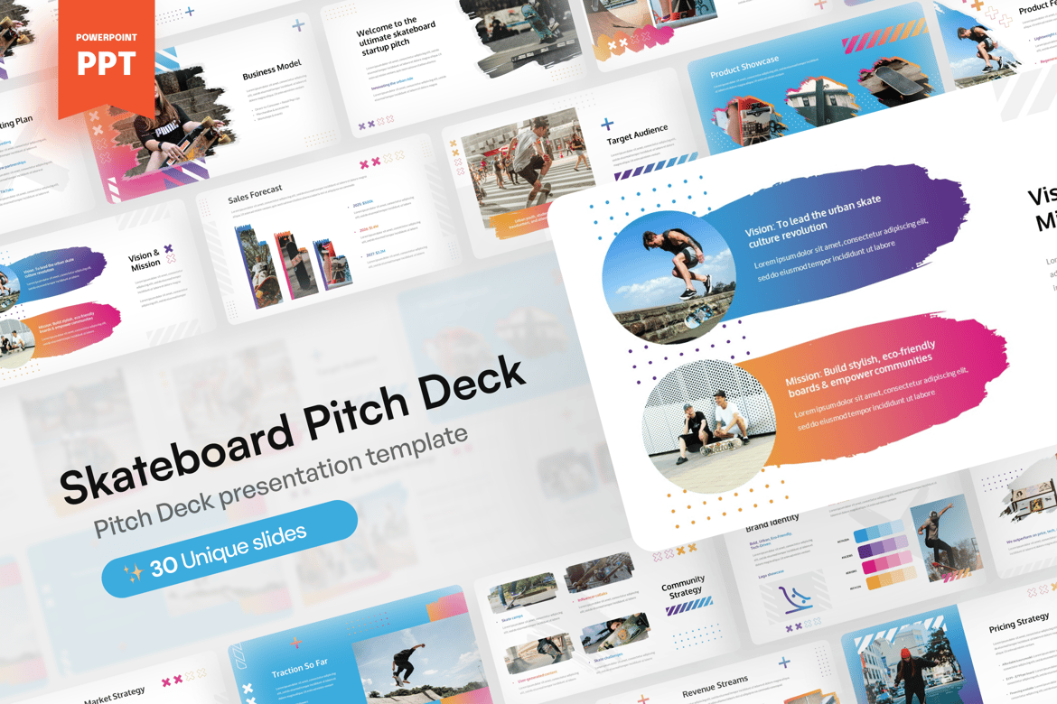 Template Presentasi Skateboard - PowerPoint Kreatif untuk Budaya Skate